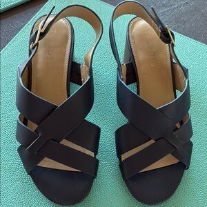 Talbots Women's Navy Block Heel Sandals